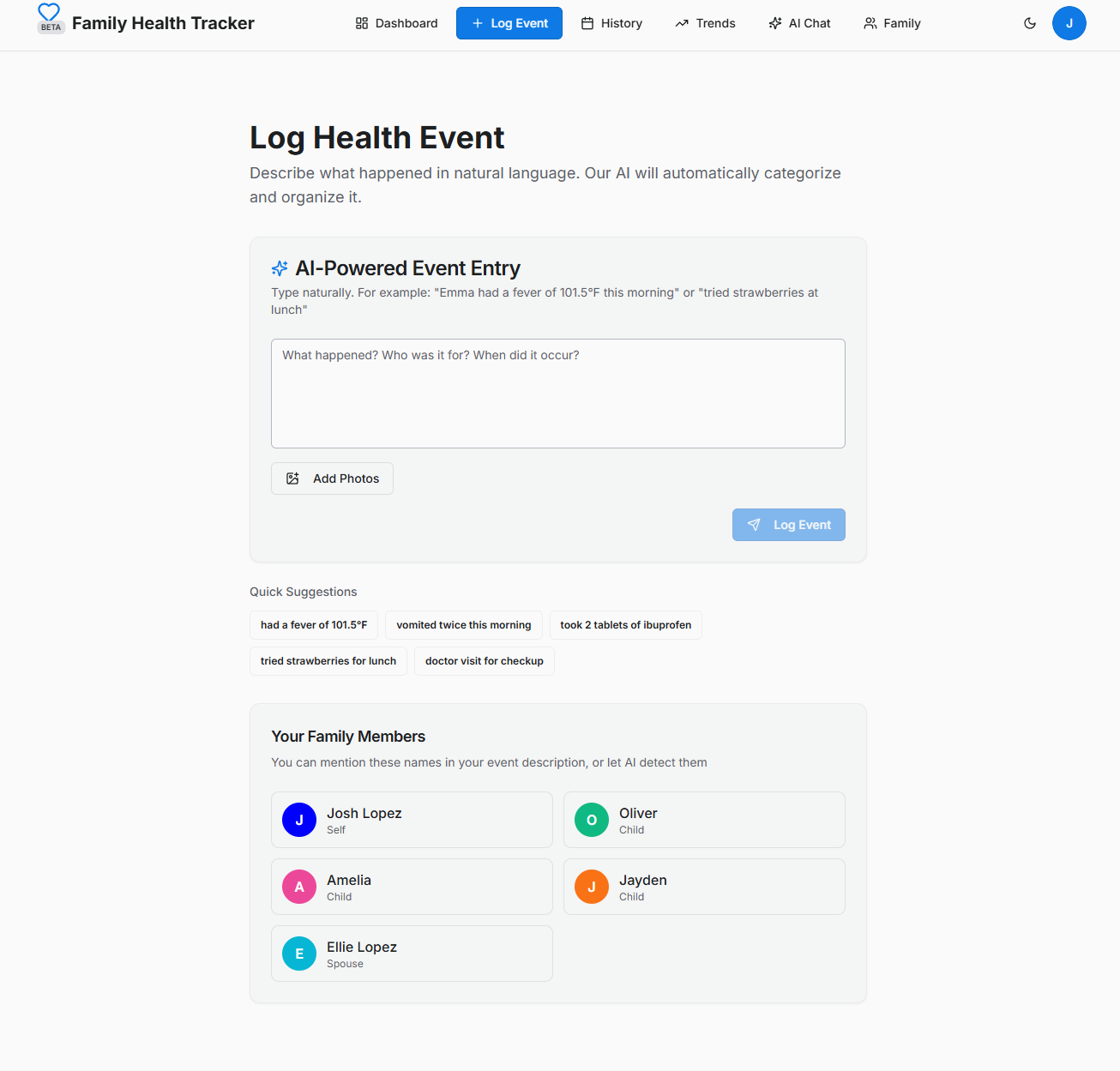Family Health Tracker preview